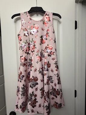 Pink Floral Fit-and-Flare Girls' Dress